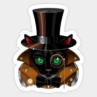 Steampunk Cat vintage retro surreal portrait Sticker